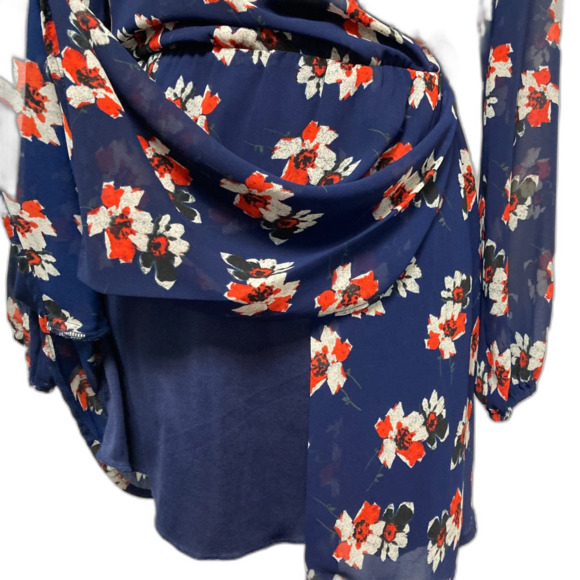 Wayf Faux Wrap Dress Long Sleeve Floral V Neck Rom Com Festival Boho Dress - Picture 6 of 9